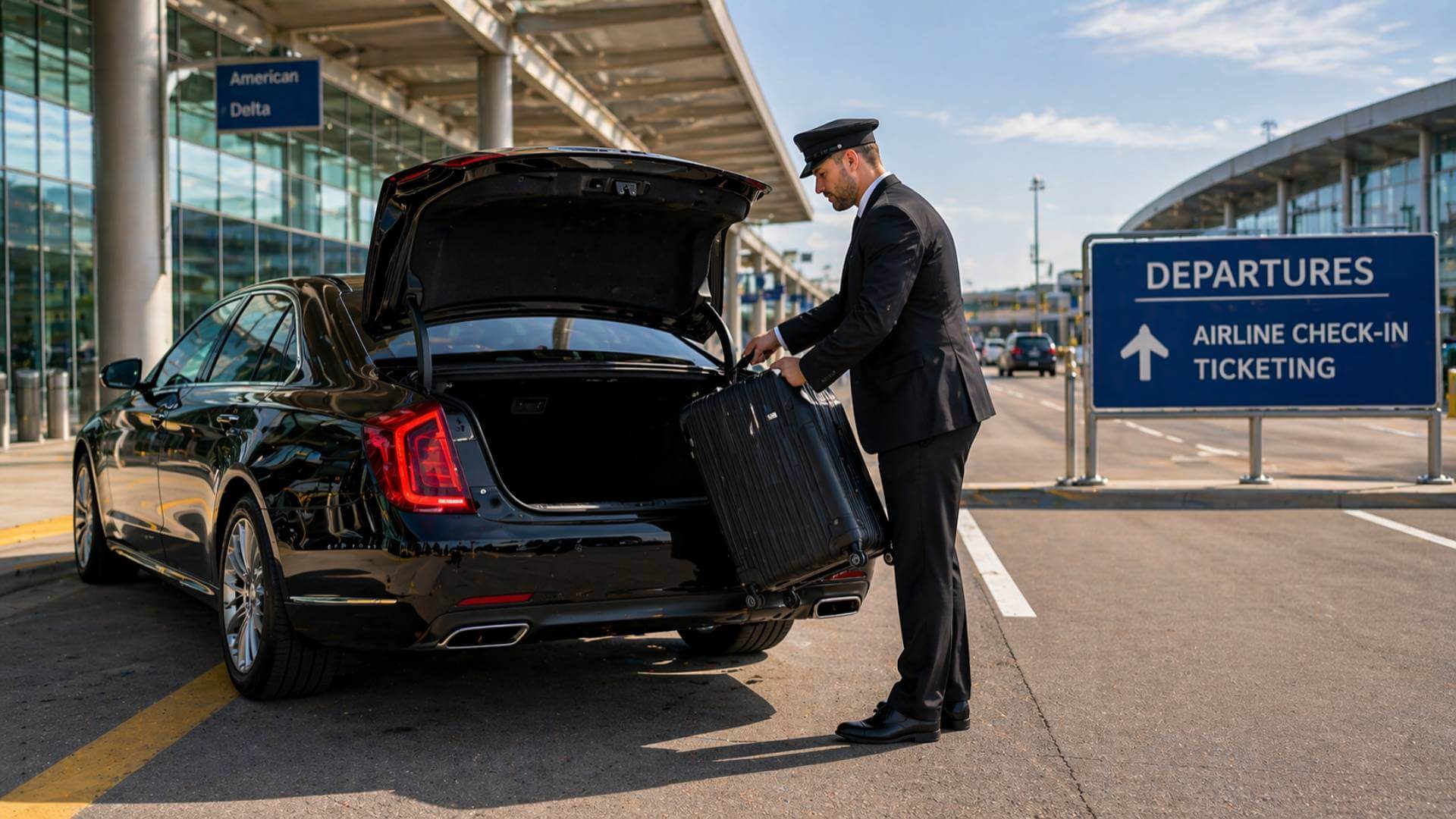 Grand rapids airport transportation driver loading luggage at airport