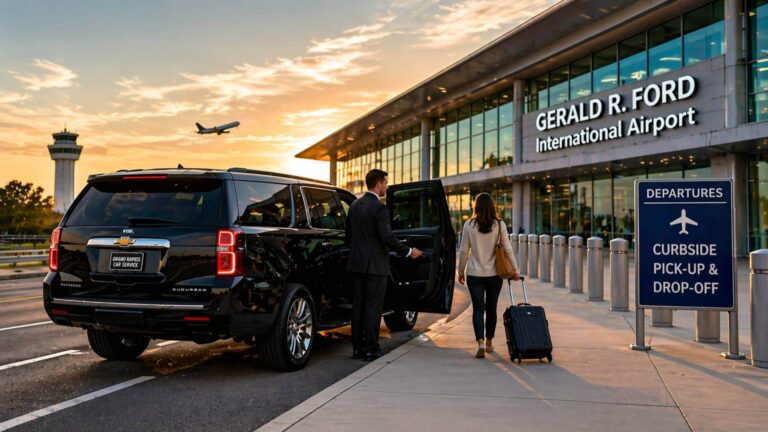 Grand rapids airport transportation vehicle at gerald r ford international airport